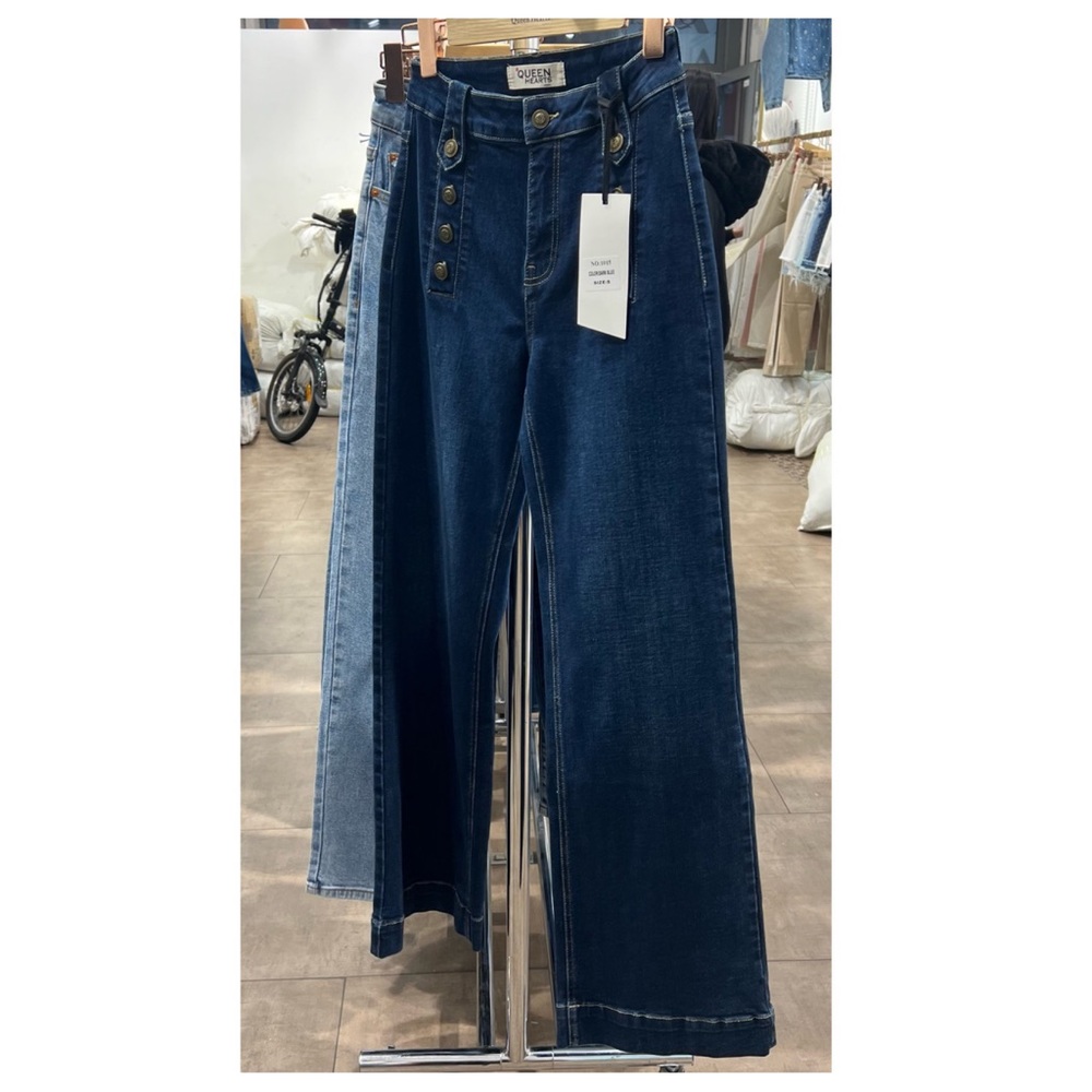 17 Paris Wide leg gold buttons Sailor Style Jeans